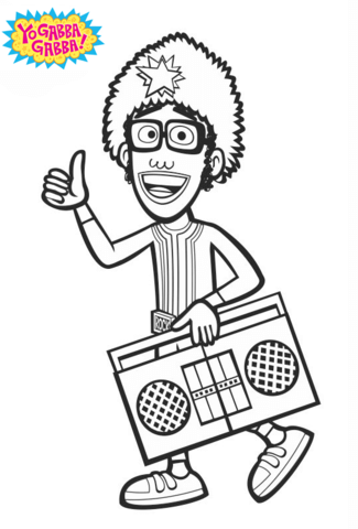 Yo Gabba Gabba! Dj Lance Rock Coloring Page